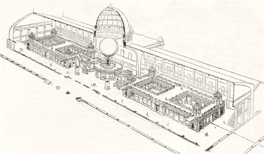 Le Palais des arts libéraux, Vue en perspective de l'ensemble des galeries