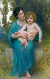 Le jeune frère, by Adolphe William Bouguereau. Free illustration for personal and commercial use.