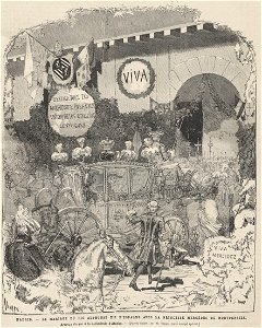 Le mariage du roi Alphonse XII d'Espagne avec la princesse Mercédés de Montpensier, arrivée du roi à la cathédrale d'Atocha, de Vierge