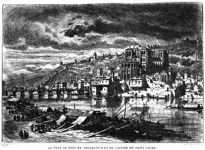 Le pont de bois de Bellecour et le cloitre Saint-Jean