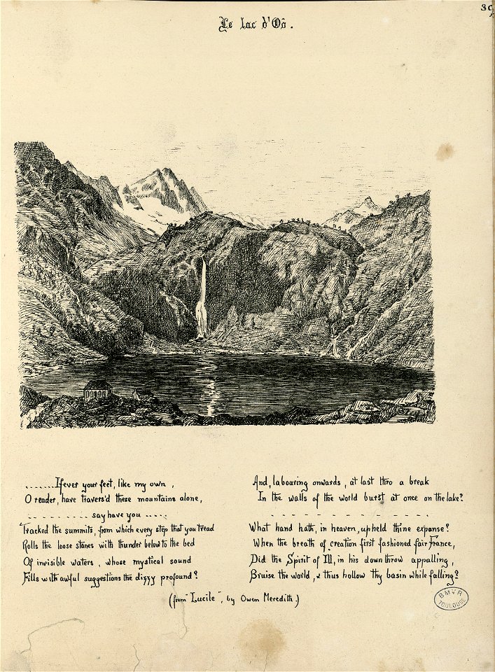 Le lac d'Oô (2 dessins) - Fonds Ancely - B315556101 A BROWN 041-042