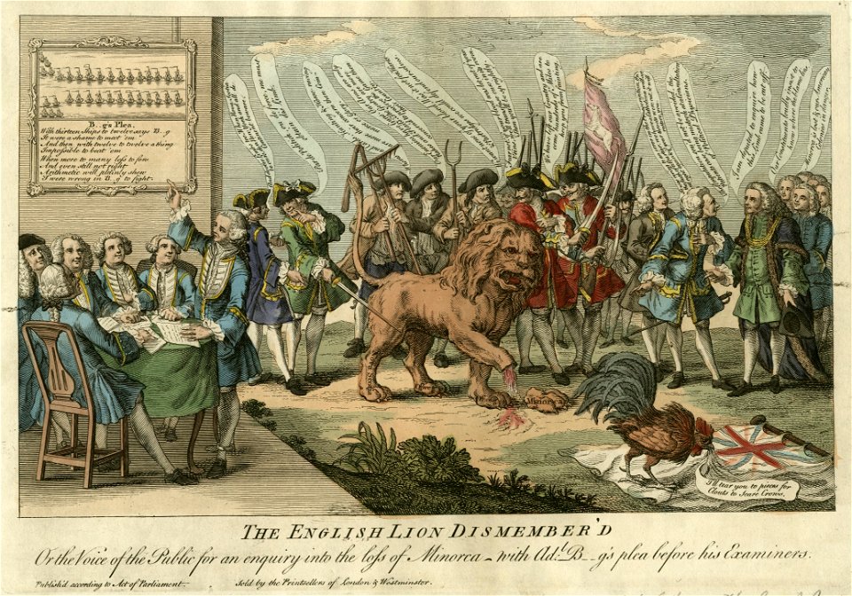 Le lion anglais demembre par le defaite de Minorque 1756