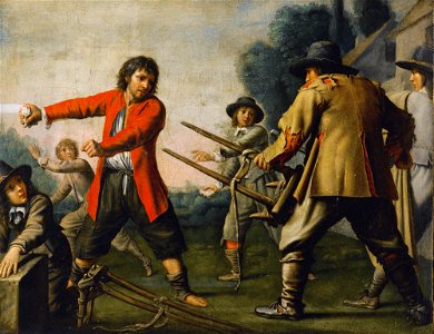 Le Maître des Cortèges - PEASANTS BRAWLING IN A LANDSCAPE
