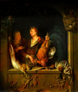 Le Marchand de gibier - Willem van Mieris - Musée du Louvre. Free illustration for personal and commercial use.