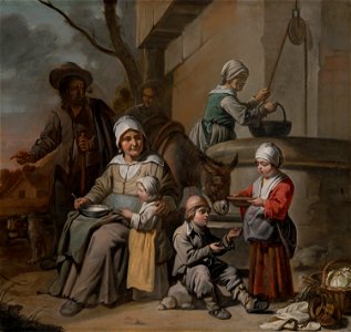 Le Maître aux Béguins - Peasant Family at a Well, 1650-60