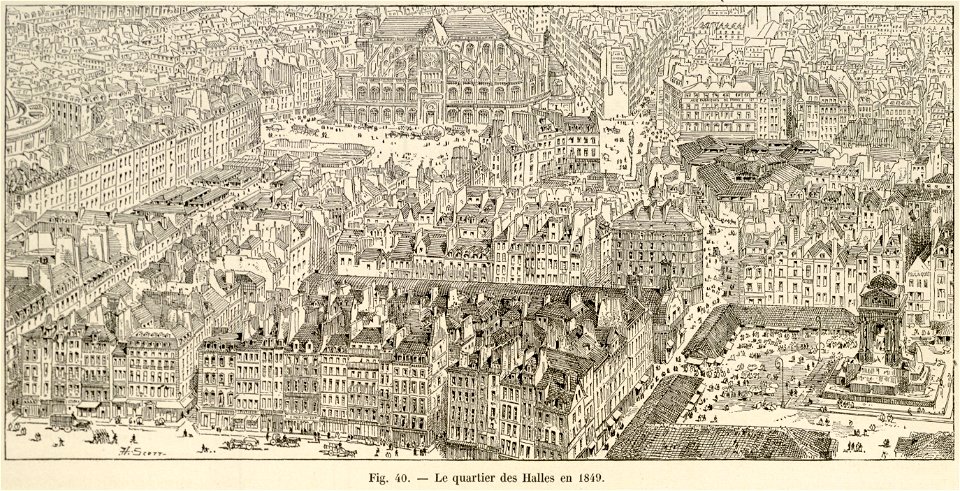 Le quartier des Halles en 1849