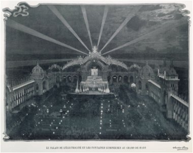 Le palais de l'électricité et les fontaines lumineuses au Champ-de-Mars