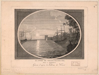 Le port de Fredericsbourg dans l'Amérique gravée d'aprés le tableau de Vernet - Vernet pinxit. LCCN2014645220