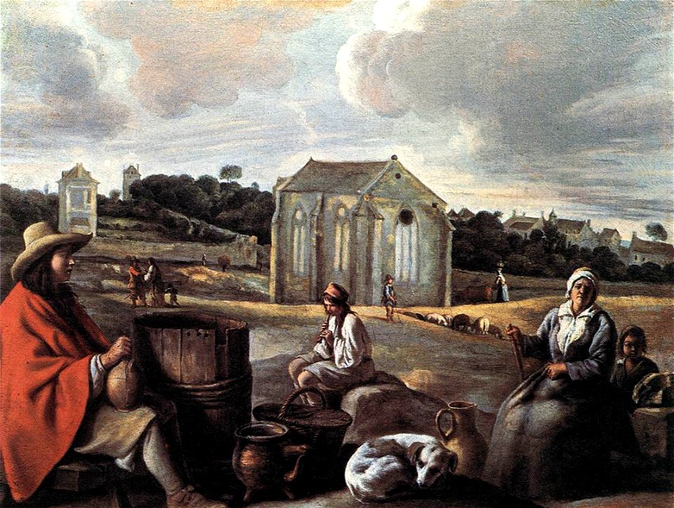 Le Nain Brothers - Landscape with Peasants and a Chapel - WGA12578