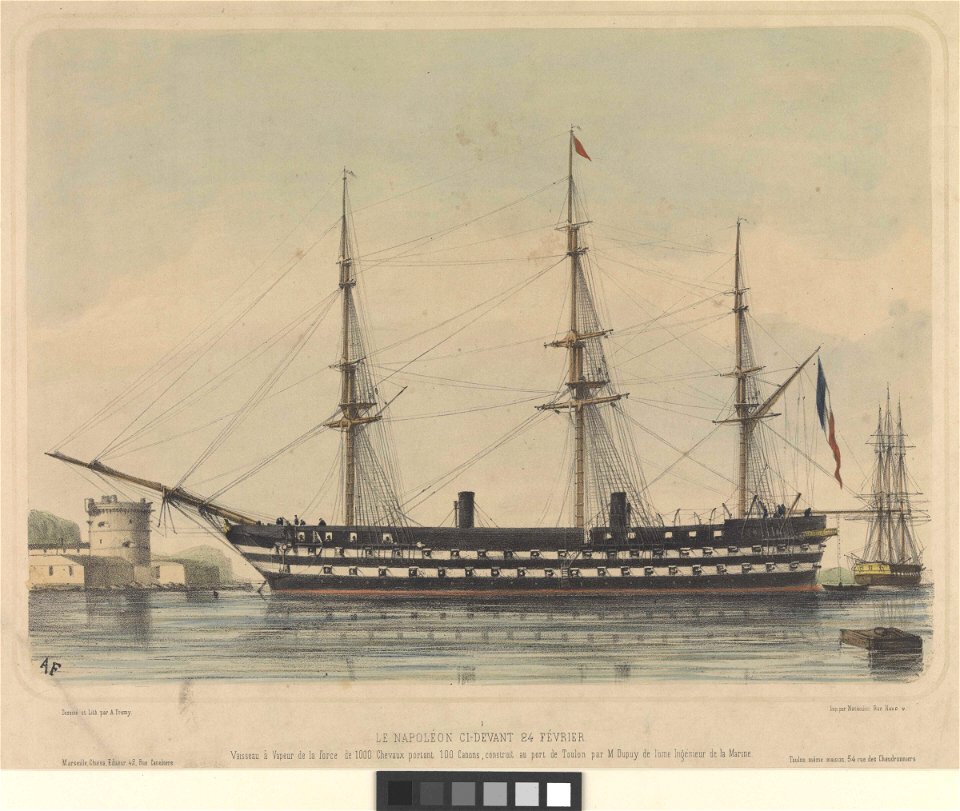 Le Napoleon Ci-devant 24 Fevrier. Vaisseau a Vapeur de la force de 1000 Chevaux portant 100 Canons - RMG PW8120