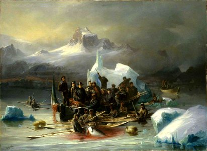 Le prince Napoléon assiste à la chasse au phoque. Free illustration for personal and commercial use.