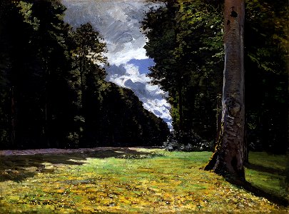 Le Pavé de Chailly in the Forest of Fontainebleau (Monet). Free illustration for personal and commercial use.