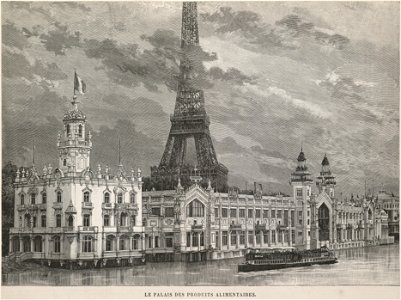 Le palais des produits alimentaires, Exposition universelle 1889. Free illustration for personal and commercial use.