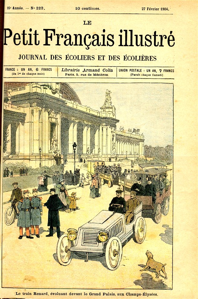 Le petit Français ill 1904, Le train Renard, évoluant devant le Grand Palais aux Champs Élysées