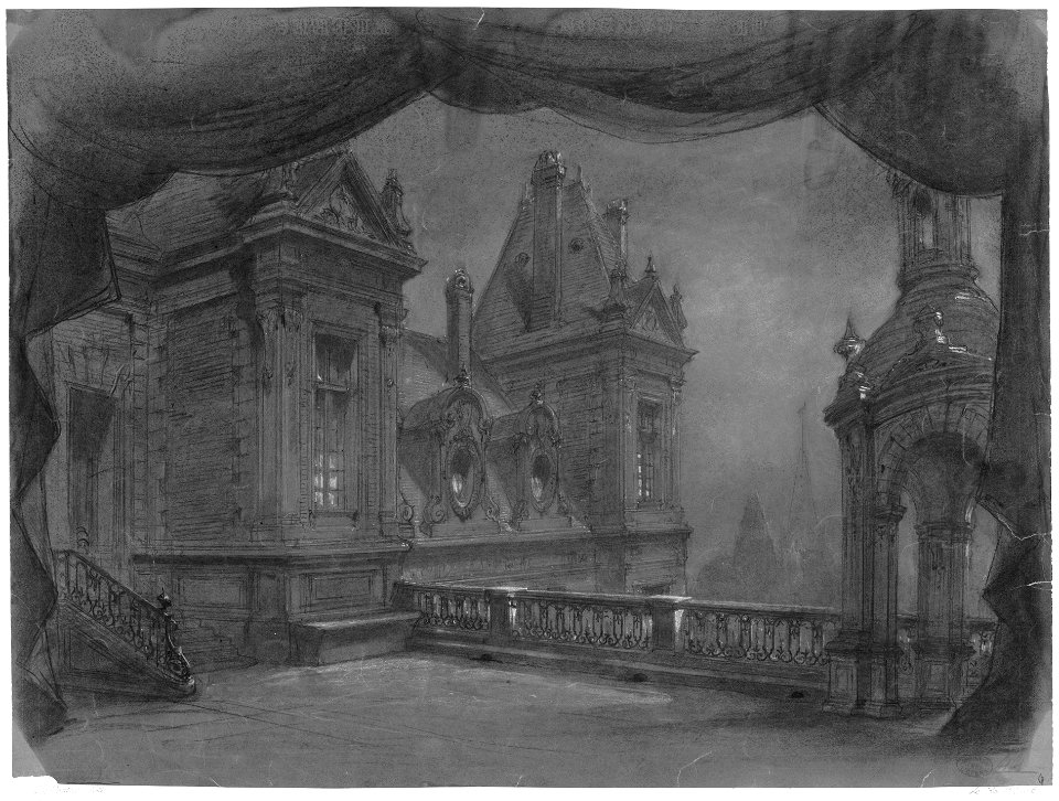 Le roi l'a dit - stage design by Charles Cambon - Gallica