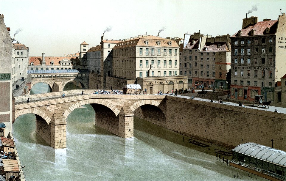 Le Petit-pont et la Place du Petit-pont, 1830