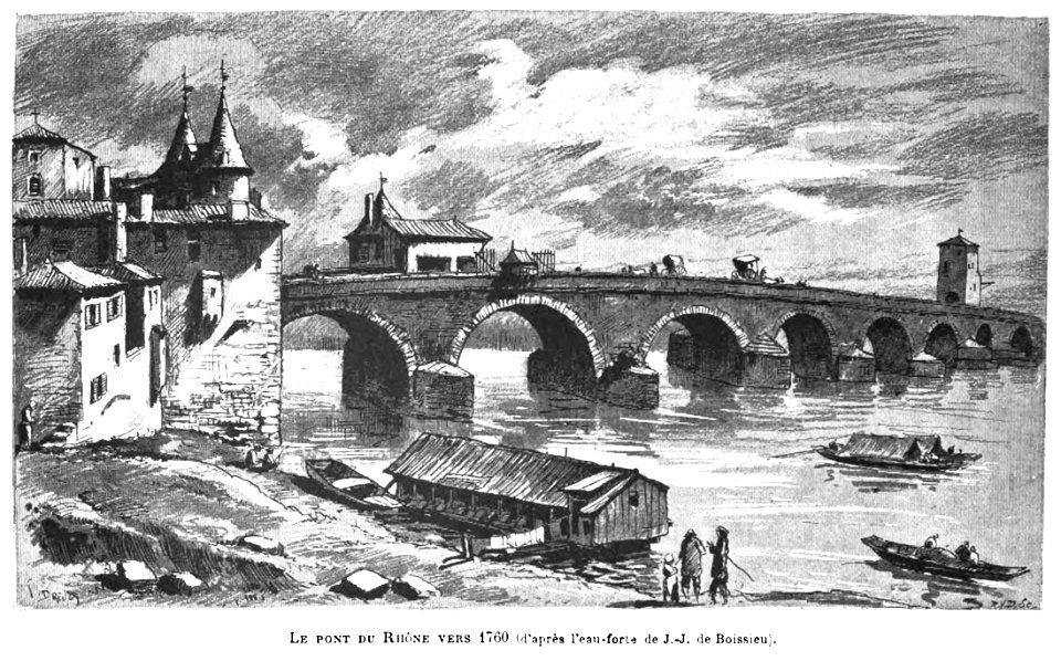 Le pont du Rhône vers 1760