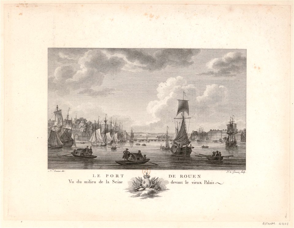 Le Port De Rouen Vu du milieu de la Seine devant le vieux Palais btv1b53185591r