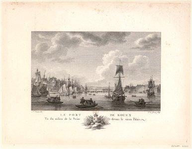 Le Port De Rouen Vu du milieu de la Seine devant le vieux Palais btv1b53185591r