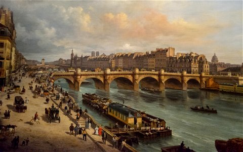 Le Pont-Neuf et la Cité Paris 1832, Giuseppe Canella, Musée Carnavalet - Flickr. Free illustration for personal and commercial use.
