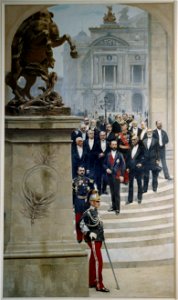 Le président Sadi Carnot entouré de personnalités de la IIIème République devant l'Opéra, fragment du panorama sur l'Histoire du siècle