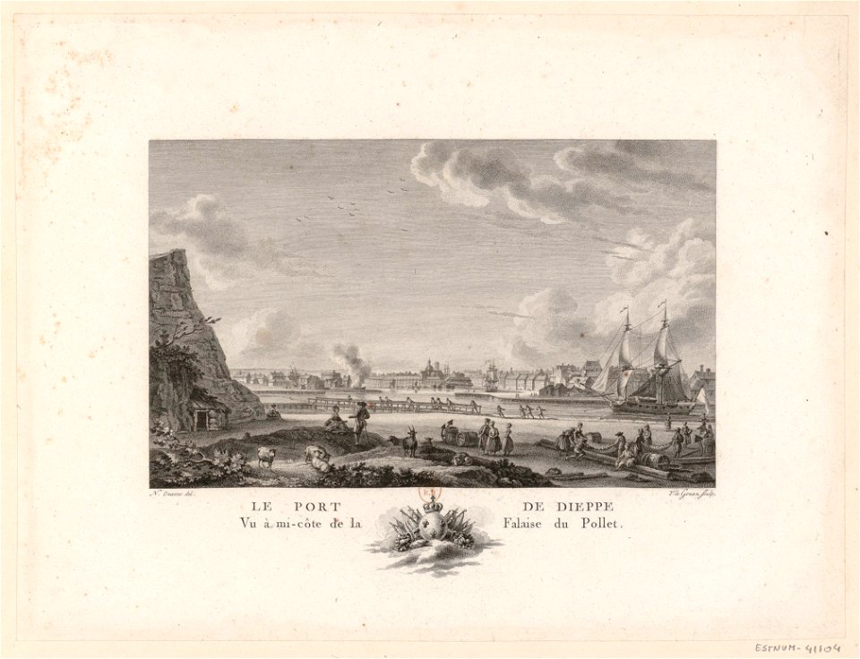Le Port de Dieppe Vu à mi-côte de la Falaise du Pollet btv1b53185584p
