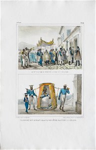 Le St. viatique portè chez un malade - Transport d´un enfant blanc, pour être baptisé a l´église, da Coleção Brasiliana Iconográfica