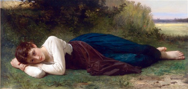 Le repos, by William-Adolphe Bouguereau. Free illustration for personal and commercial use.