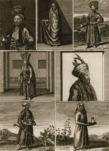 Le Roy Hossen - Femme Persienne - Homme Persan, - Dame Persane - Portier du Roy - Εsclave noir, esclave noir - Bruyn Cornelis De - 1725