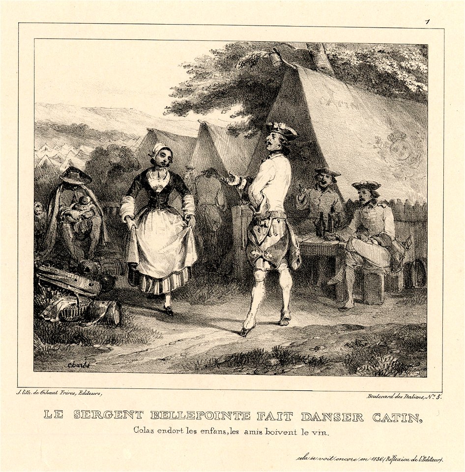Le sergent Bellepointe fait danser catin, Colas endort les enfans, les amis boivent le vin (BM 1855,0414.127)
