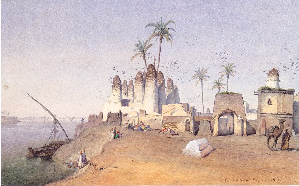 Leander Russ - Ein Fellahdorf in der Nähe von Kairo - 1842