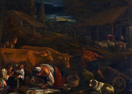 Leandro Bassano (1557-1622) (attributed to) - Farmyard Scene with the Parable of the Sower - 872075 - National Trust