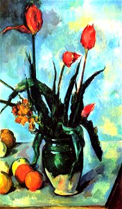 Le Vase de tulipes, par Paul Cézanne, Yorck. Free illustration for personal and commercial use.