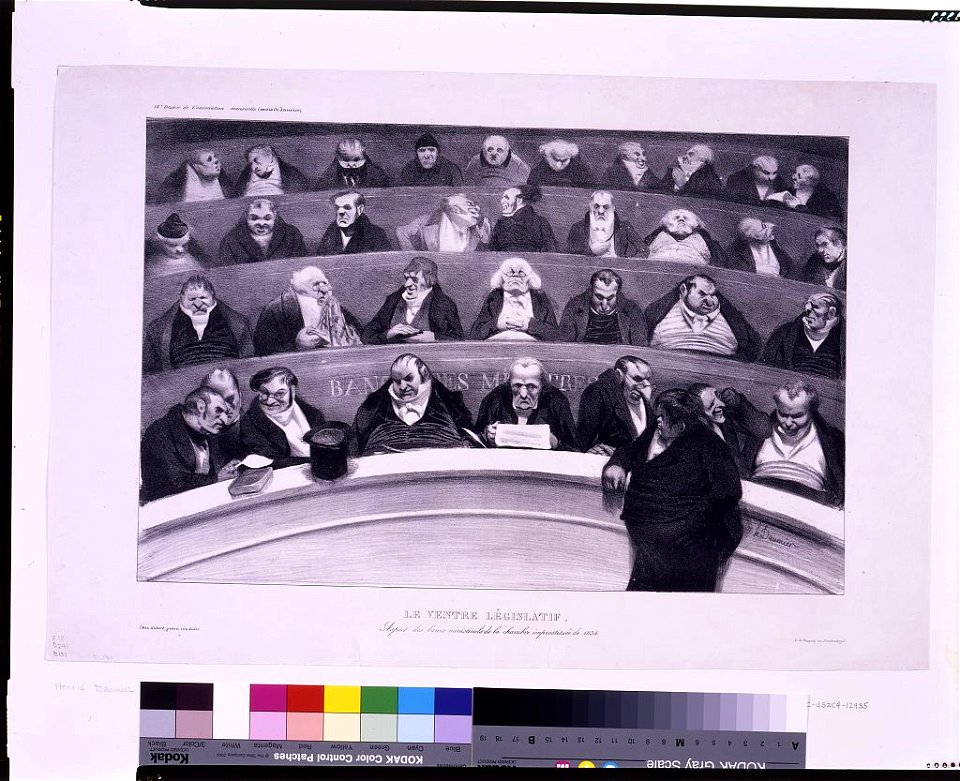 Le ventre legislatif, 1834. Aspect des bancs ministériels de la chambre improstituée de 1834 - H. Daumier. LCCN2005695749