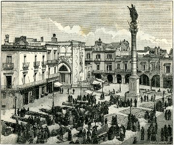 Lecce piazza Sant’Oronzo xilografia di Richard Brend'amour