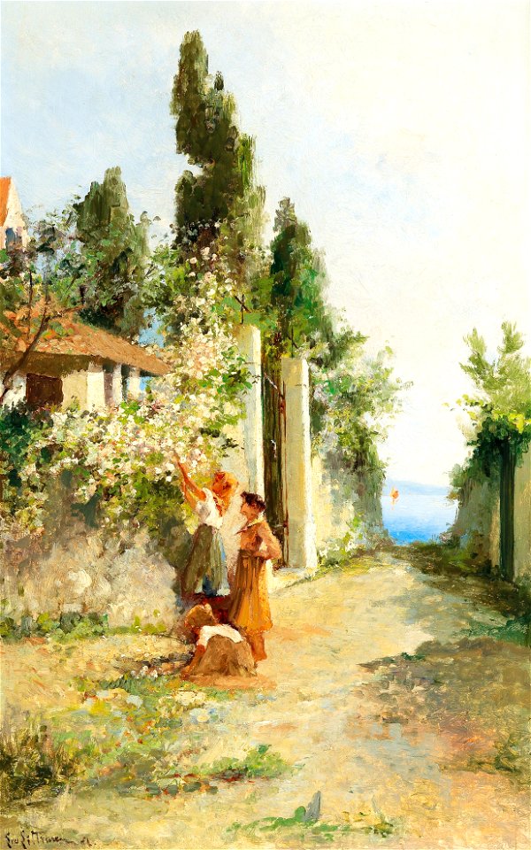 Lea von Littrow - Three girls gathering roses