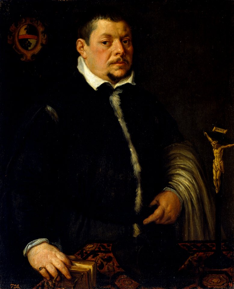 Leandro Bassano, Portrait d'un magistrat avec un crucifix (vers 1600), huile sur toile, 98 x 80 - Madrid, Museo Nacional del Prado (36872224966)