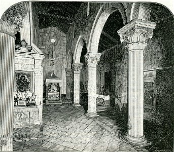 Lecce interno della chiesa di Santa Maria di Cerrate xilografia di Richard Brend'amour