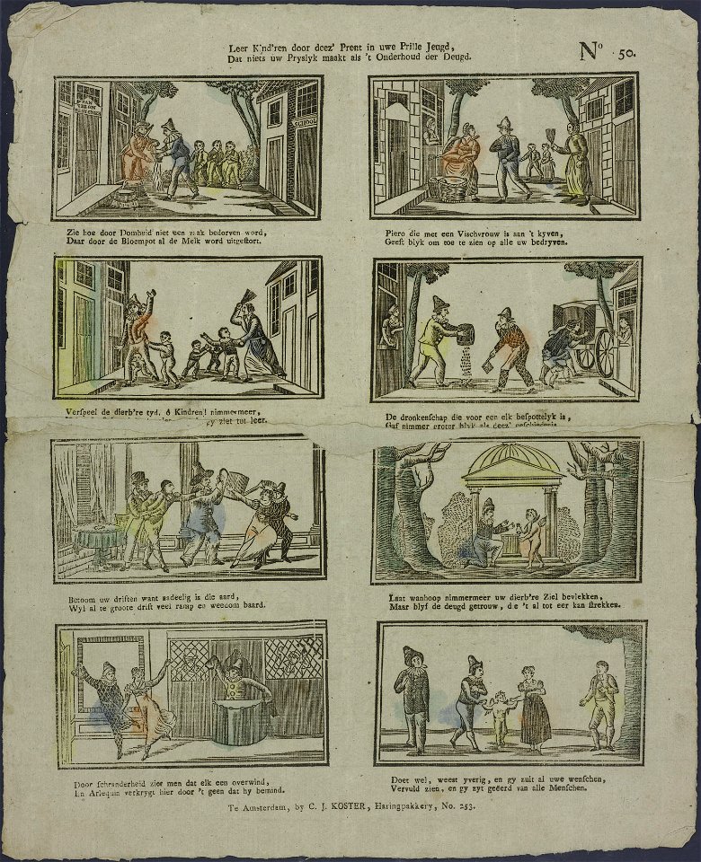 Leer kind'ren door deez' prent in uwe prille jeugd, dat niets uw pryslyk maakt als 't onderhoud der deugd-Catchpenny print-Borms 0364