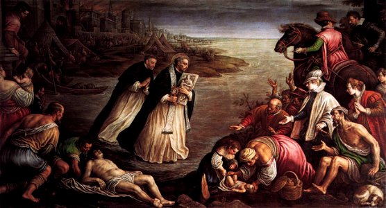 Leandro Bassano - St Giacinto Walking on the Water of the River Dnieper - WGA01466