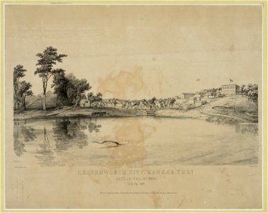Leavenworth City, Kansas Tery. Settled fall of 1854. 3000 pop. 1856 LCCN2003679944