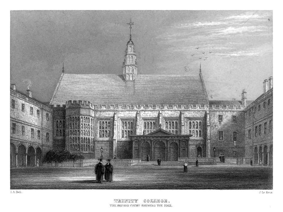 LeKeux - Cambridge, c1840 - Trinity 09, Nevile's Court showing the Hall - memorialsofcambr01wriguoft 0106