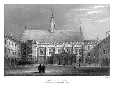 LeKeux - Cambridge, c1840 - Trinity 09, Nevile's Court showing the Hall - memorialsofcambr01wriguoft 0106