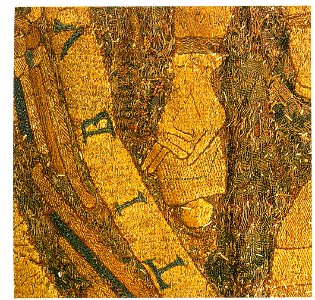 Left hand of Christ on the coronation pall