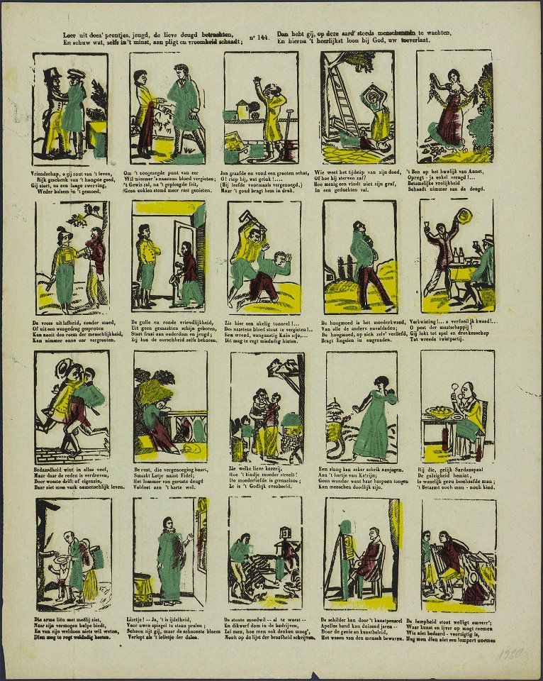 Leer uit deez' prentjes, jeugd, de lieve deugd betrachten-Catchpenny print-Borms 0634