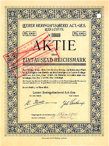 Leerer Heringsfischerei AG 1000 Mk 1922