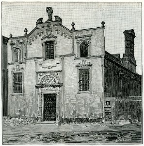 Lecce, chiesa di Santa Maria degli Angeli (detta anche di San Francesco da Paola), xilografia di Richard Brend'amour