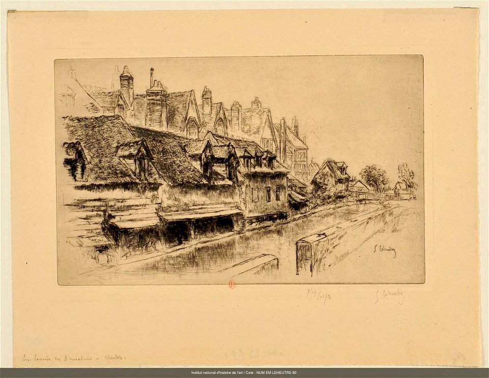 Leheutre - Les Lavoirs des trois moulins, à Chartres (2ème planche), NUM EM LEHEUTRE 80