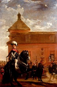 Lección de equitación del príncipe Baltasar Carlos, by Diego Velázquez. Free illustration for personal and commercial use.