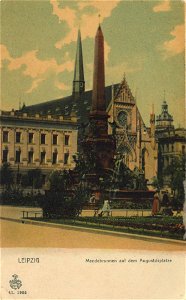 Leipzig, Sachsen - Mendebrunnen auf dem Augustusplatz (Zeno Ansichtskarten)